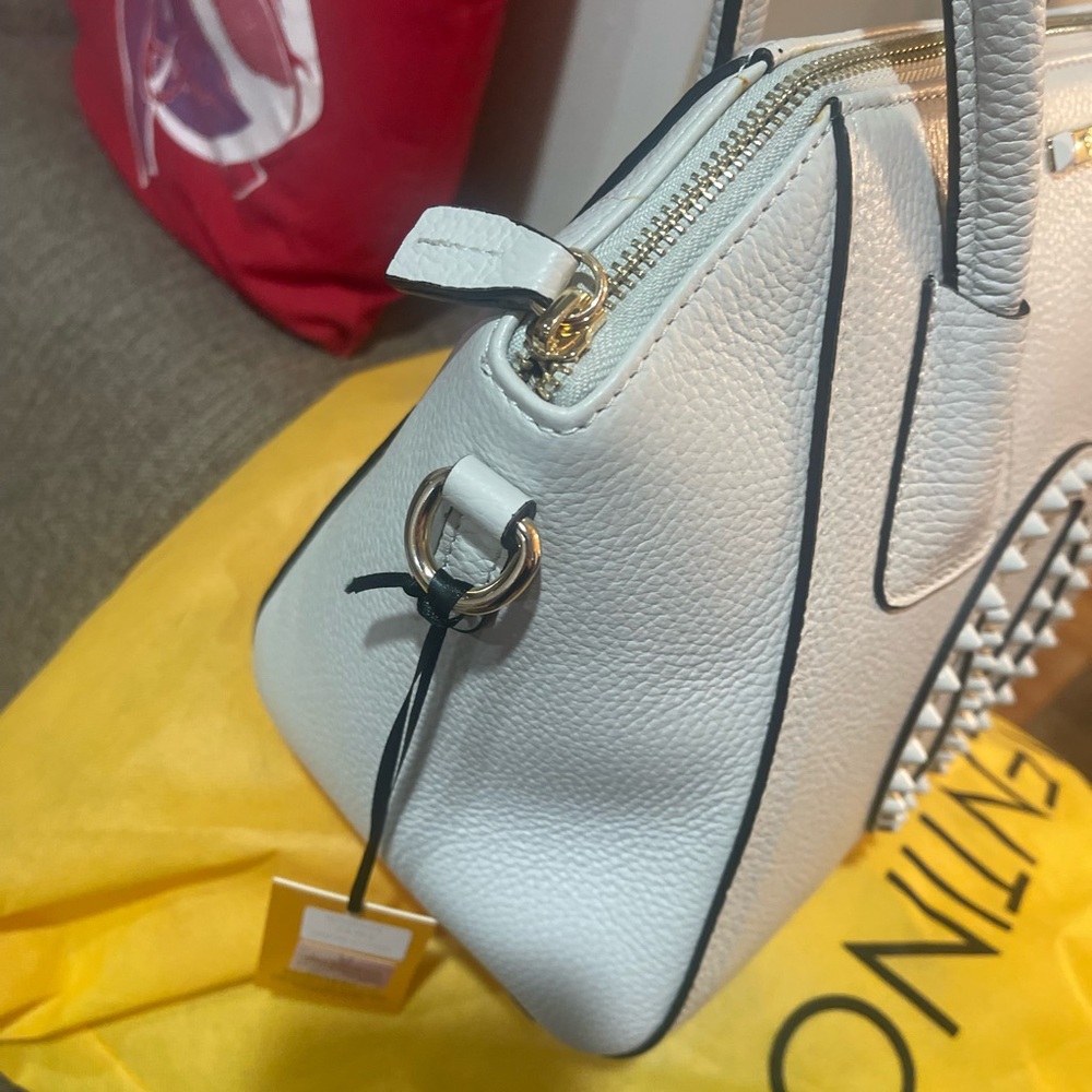 Mario Valentino White Spike-studded Embellished Satchel - Picture 6 of 16
